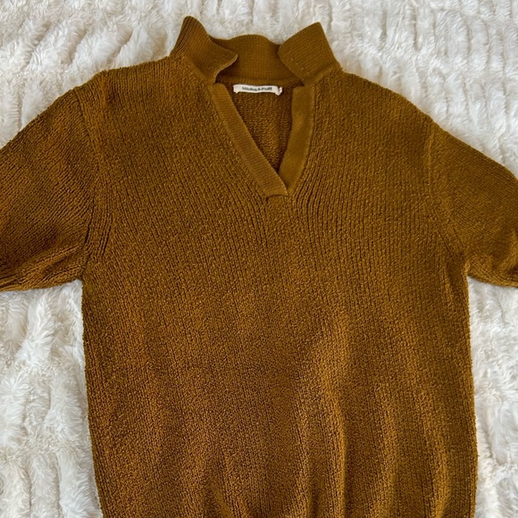 Misha & Puff Cotton Boucle Monday Polo Sweater - Picture 3 of 8
